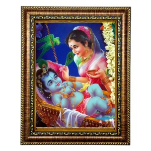 Hi Tech Sales Indian God Baby Lord Krishna With Mother Yashoda Photo Frame for Office, Wall/Table, Study room & living room, gifts | PVC Frame & Front Face - Glass (12 X 10) Hi Tech Sales Indian God Baby Lord Krishna With Mother Yashoda Photo Frame for Office, Wall/Table, Study room & living room, gifts | PVC Frame & Front Face - Glass (12 X 10)