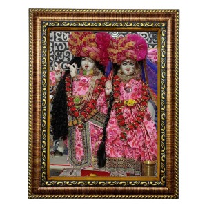 HiTech Sales Mayapur temple Radha Krishna statue photo frame for Office, Wall/Table, Study room & living room, gifts | PVC Frame & Front Face - Glass (12 x 10 in)