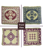 Hitech Sales Pure Cotton Puja Aasan Set Designer Prayer Mats for Puja, Meditation or Sitting on Floor & Multipurpose Use - Size 20 x 20 inch (Multicolor) (4)
