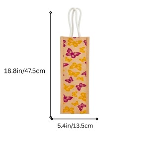 Jute Fabric Bottle Holder Bag | Printed Reusable Gift Bag with Sturdy Rope Handles | Lightweight & Durable Design