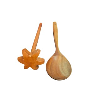 Wooden Dal Ghotni and Cooking Spoon – Natural Wood for Dal Mixing & Long Handle Serving Spoon – Traditional Indian Kitchen Utensils