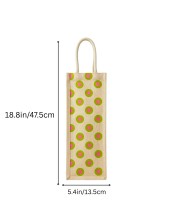 Jute Fabric Bottle Holder Bag | Printed Reusable Jute Wine Bottle with Polka Dot Print Gift Bag with Sturdy Rope Handles | Lightweight & Durable Design (Polka dot print)