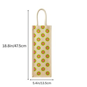 Jute Fabric Bottle Holder Bag | Printed Reusable Jute Wine Bottle with Polka Dot Print Gift Bag with Sturdy Rope Handles | Lightweight & Durable Design (Polka dot print) Jute Fabric Bottle Holder Bag | Printed Reusable Jute Wine Bottle with Polka Dot Print Gift Bag with Sturdy Rope Handles | Lightweight & Durable Design (Polka dot print)