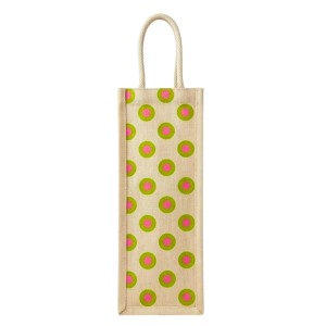 Jute Fabric Bottle Holder Bag | Printed Reusable Jute Wine Bottle with Polka Dot Print Gift Bag with Sturdy Rope Handles | Lightweight & Durable Design (Polka dot print) Jute Fabric Bottle Holder Bag | Printed Reusable Jute Wine Bottle with Polka Dot Print Gift Bag with Sturdy Rope Handles | Lightweight & Durable Design (Polka dot print)