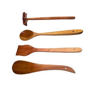 Wooden Cooking Spoons Set of 4 | Handmade Kitchen Utensils for Cooking & Serving | Natural Wood Spatula, Turner, Masher & Serving Spoon for Non-Stick Cookware