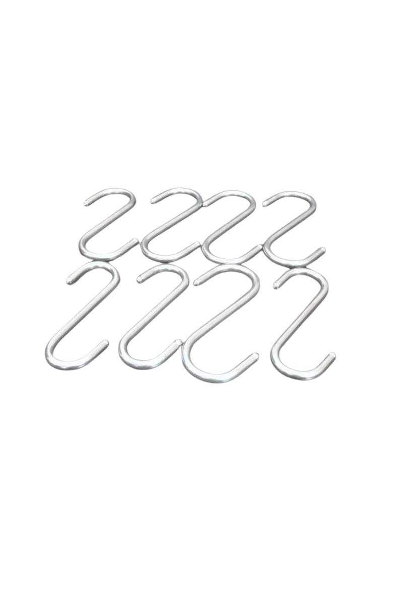 Stainless Steel S Shaped Hooks for Kitchen & Bathroom – Heavy Duty Rust Resistant Hanging Hooks for Utensils, Pots, Clothes & Accessories (Set of 8). (8)
