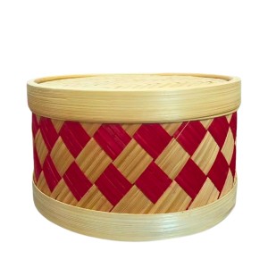 Handmade Storage Box with Lid | Traditional Woven Bamboo Container for Kitchen, Home Décor, Dry Snacks, jewleery Sweets, & Gifts | Eco-Friendly Round Bamboo Box (3.8/6.8)
