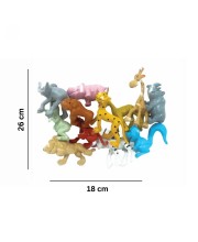 HI TECH Sales Mini Jungle Animal Toys Set – 12 Pcs Colorful Plastic Animal Figures for Kids – Educational Toy Set for Learning, Playtime, Cake Toppers, Party Favors & DIY Crafts