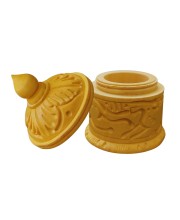 HiTechMart Handcrafted Wooden Sindoor Box with Intricate Carvings – Traditional Decorative Storage Container with Lid for Pooja & Gifting