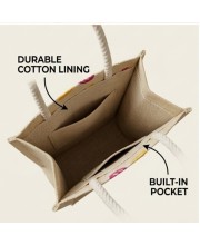 Jute Fabric Bottle Holder Bag | Printed Reusable Gift Bag with Sturdy Rope Handles | Lightweight & Durable Design