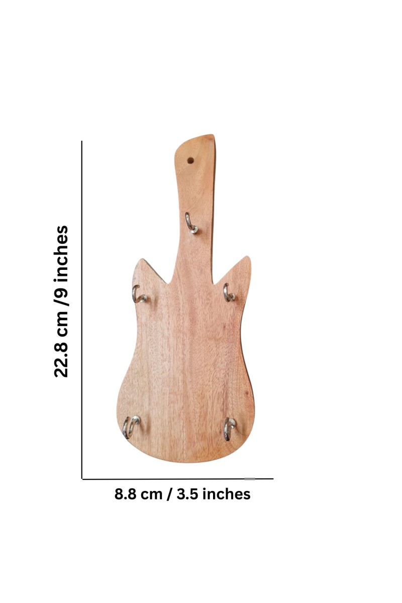 Wooden Guitar Shape Key Holder – Wall Mounted Decorative Key Hanger & Showpiece for Home Décor