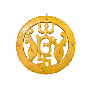 Wooden Om Key Holder for Wall | Decorative Key Stand with Hooks | Handcrafted Hindu Religious Wall Hanging for Home, Office & Temple