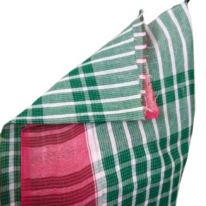 Traditional Cotton Gamcha Checkered Design – Green & White with Red Border | Multipurpose Handloom Towel, Absorbent Bath & Face Cloth.