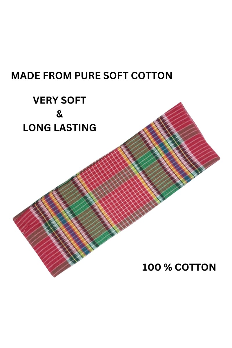 Vibrant Multicolour Cotton Gamcha | Soft, Absorbent, and Lightweight Towel for Bath, Travel, and Multipurpose Use (1)