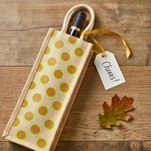 Jute Fabric Bottle Holder Bag | Printed Reusable Jute Wine Bottle with Polka Dot Print Gift Bag with Sturdy Rope Handles | Lightweight & Durable Design (Polka dot print) Jute Fabric Bottle Holder Bag | Printed Reusable Jute Wine Bottle with Polka Dot Print Gift Bag with Sturdy Rope Handles | Lightweight & Durable Design (Polka dot print)