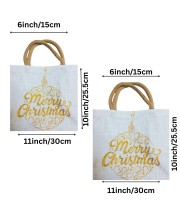 women's jute Tote Bag (set of 2)– Large Reusable Jute Burlap Bag with Handles, Ornament Design, Eco-Friendly Bag for Shopping, Parties & Decorations