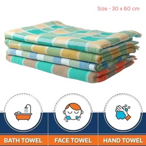 Hitech Sales Handloom Towels 100% Pure Cotton, Heavy Quality Bath, Face & Hand Towels (Pack of 4) - Multi-Color, Size 30 x 60 cm Hitech Sales Handloom Towels 100% Pure Cotton, Heavy Quality Bath, Face & Hand Towels (Pack of 4) - Multi-Color, Size 30 x 60 cm