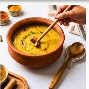 Wooden Dal Ghotni and Cooking Spoon – Natural Wood for Dal Mixing & Long Handle Serving Spoon – Traditional Indian Kitchen Utensils