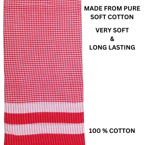 Traditional Red Cotton Gamcha | Absorbent, Lightweight Towel for Bath, Face, Travel & Multipurpose Use (2)