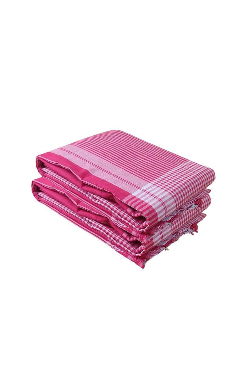 Traditional Red Cotton Gamcha | Absorbent, Lightweight Towel for Bath, Face, Travel & Multipurpose Use (2)