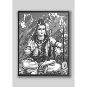 Evoke Divine Tranquility: Wood-Laminated Shiva Photo Evoke Divine Tranquility: Wood-Laminated Shiva Photo