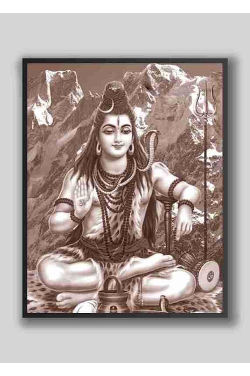 Evoke Divine Tranquility: Wood-Laminated Shiva Photo
