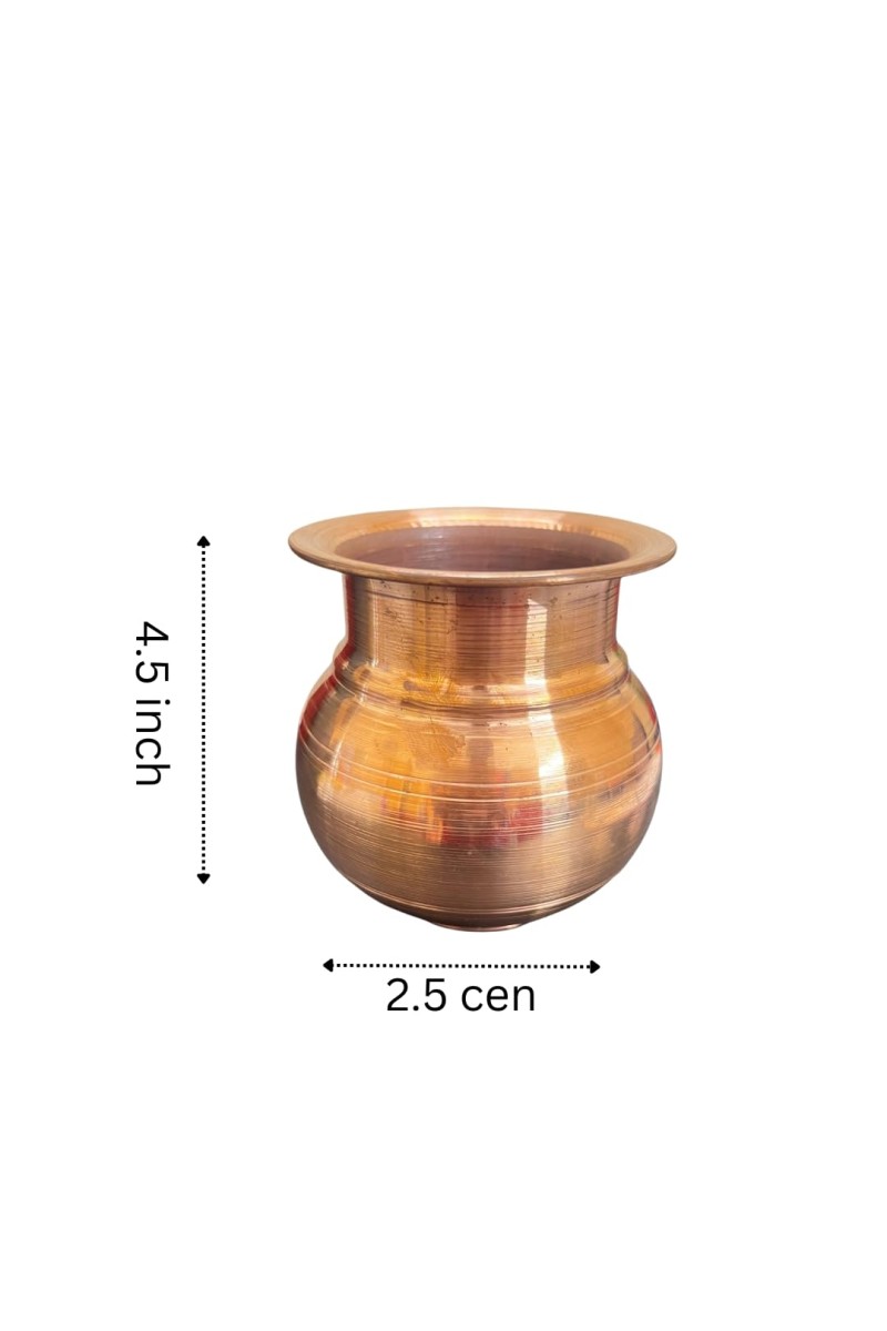 ure Copper Kalash Lota Traditional Indian Pooja Pot Vessel for Rituals and Décor This Small tambe ka lota is Perfect for Storing Water in Your Pooja mandir and is a Vital Part of Pooja Items.