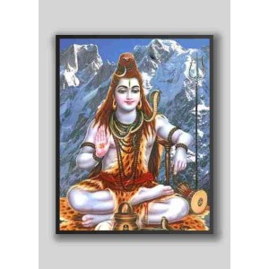 Evoke Divine Tranquility: Wood-Laminated Shiva Photo Evoke Divine Tranquility: Wood-Laminated Shiva Photo