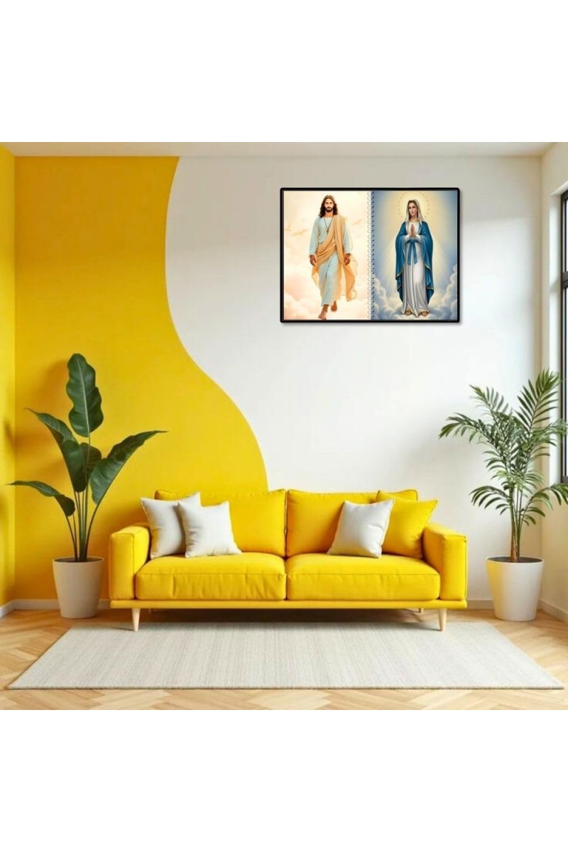 Jesus Christ-Our Lady Of Grace Laminated Photo - 7x9 Inches, Divine Blessings For Home & Office And Temple Decoration (F16398)