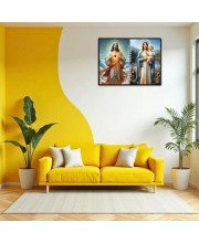 Jesus Christ-Mother Mary Laminated Photo - 7x9 Inches, Divine Blessings For Home & Office And Temple Decoration (F16257)
