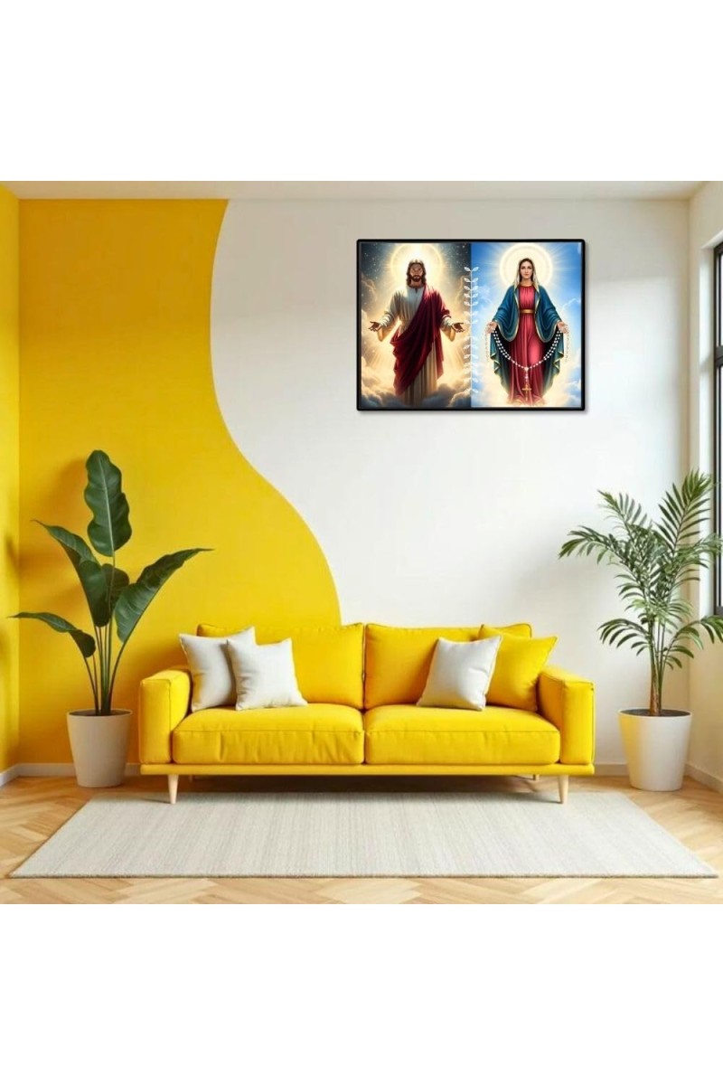 Jesus Christ-Our Lady Of Grace Laminated Photo - 7x9 Inches, Divine Blessings For Home & Office And Temple Decoration (F16288)