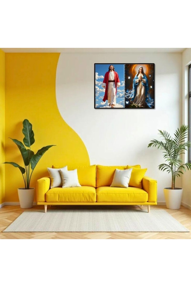 Jesus Christ-Our Lady Of Grace Laminated Photo - 7x9 Inches, Divine Blessings For Home & Office And Temple Decoration (F16391)