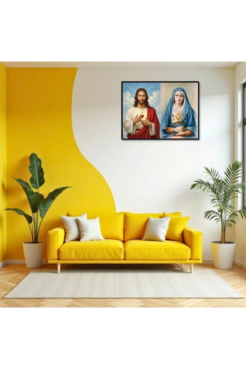 Jesus Christ-Our Lady Of Sorrows Laminated Photo - 7x9 Inches, Divine Blessings For Home & Office And Temple Decoration (F16349)