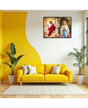 Jesus Christ-Our Lady Of Rosary Laminated Photo - 7x9 Inches, Divine Blessings For Home & Office And Temple Decoration (F16283)