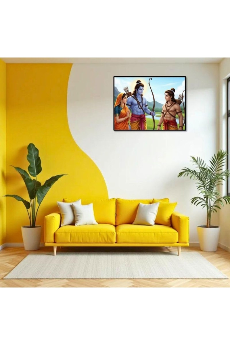 Lord RamSita,Lakshmana Laminated Photo - 11x13 Inches, Divine Blessings For Home & Office And Temple Decoration (F16048)