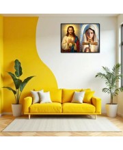 Jesus Christ-Our Lady Of Grace Laminated Photo - 7x9 Inches, Divine Blessings For Home & Office And Temple Decoration (F16422)