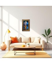 Lord Krishna Digital Golden Balck Color Photo Frame | Hindu Religious Wall Decor | 18x24 Inches - Inspirational Wall Art For Office, Home Decor - Ideal Spiritual Gift (F16510)