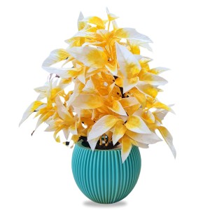 HiTechMart Artificial Yellow & White Flower Pot with Blue Textured Vase | Realistic Faux Flower Pot for Home & Office Décor | Low-Maintenance Tabletop Decoration | Gift for Housewarming & Festivals HiTechMart Artificial Yellow & White Flower Pot with Blue Textured Vase | Realistic Faux Flower Pot for Home & Office Décor | Low-Maintenance Tabletop Decoration | Gift for Housewarming & Festivals