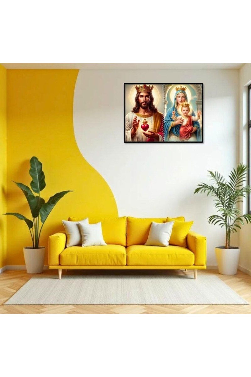 Jesus Christ-Our Lady Of Velankanni Laminated Photo - 7x9 Inches, Divine Blessings For Home & Office And Temple Decoration (F16387)