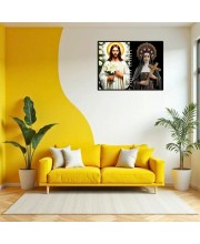 Jesus Christ-St. Therese Of Lisieux Laminated Photo - 7x9 Inches, Divine Blessings For Home & Office And Temple Decoration (F16249)