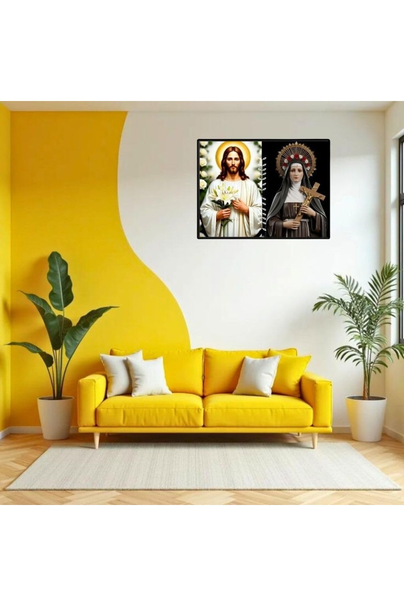 Jesus Christ-St. Therese Of Lisieux Laminated Photo - 7x9 Inches, Divine Blessings For Home & Office And Temple Decoration (F16249)