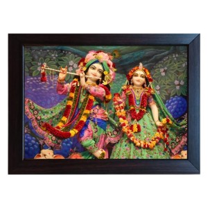 Hitech Religious Radha Krishna Beautiful Photo with Laminated photo frame for Wall, Temple, Outdoor Spaces Home Decor, gifts (Pvc Frame and Front - Glass, 8 x 6 inch)