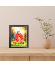 Hitech Sales Swami Prabhu pada Photo Frame for Pooja Room, Temple Decor, Home Decoration and Gift (Wall and Tabletop, Rectangular, Polystyrene Frame, Printed Photo, 24 x 29 cm, Black)