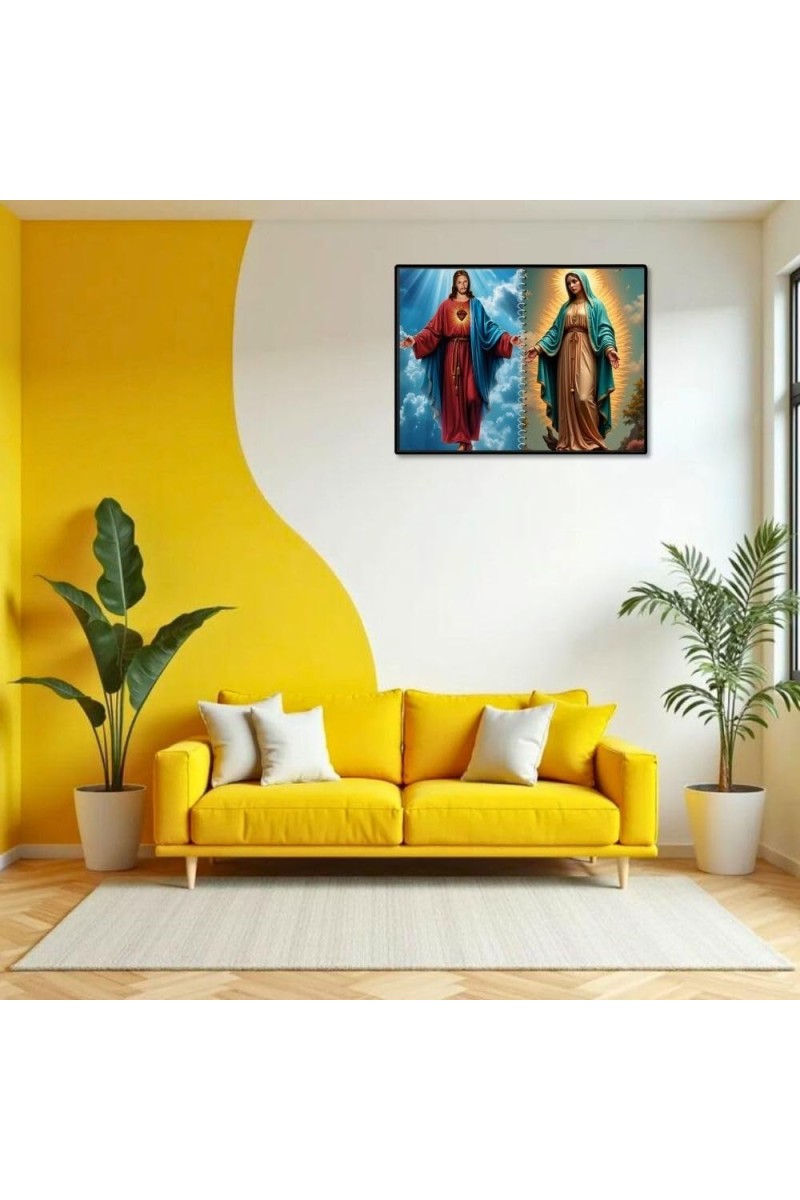 Esus Christ - Blessed Virgin Mary Laminated Photo - 7x9 Inches, Divine Blessings For Home & Office And Temple Decoration (F16428)