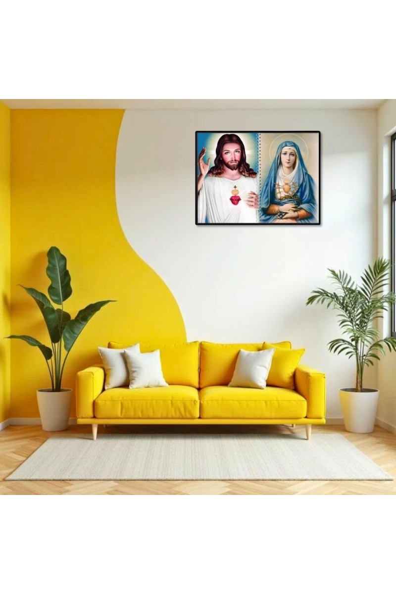 Jesus Christ-Our Lady Of Sorrows Laminated Photo - 7x9 Inches, Divine Blessings For Home & Office And Temple Decoration (F16340)