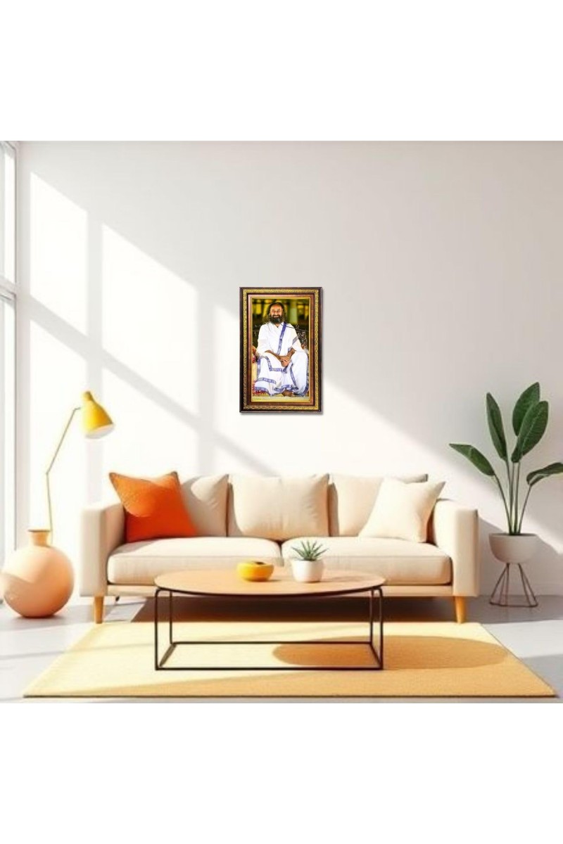 Sri Sri Ravi Shankar Digital Golden Balck Color Photo Frame | Hindu Religious Wall Decor | 14x20 Inches - Inspirational Wall Art For Office, Home Decor - Ideal Spiritual Gift (F16612)