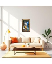 Lord Krishna Digital Golden Balck Color Photo Frame | Hindu Religious Wall Decor | 18x24 Inches - Inspirational Wall Art For Office, Home Decor - Ideal Spiritual Gift (F16480)