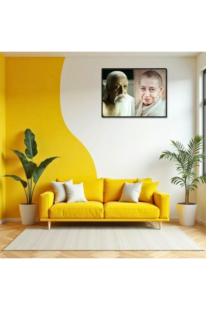 Sri Aurobindo & Mira Alfassa Laminated Photo - 5x7 Inches, Divine Blessings For Home & Office And Temple Decoration (F16307)
