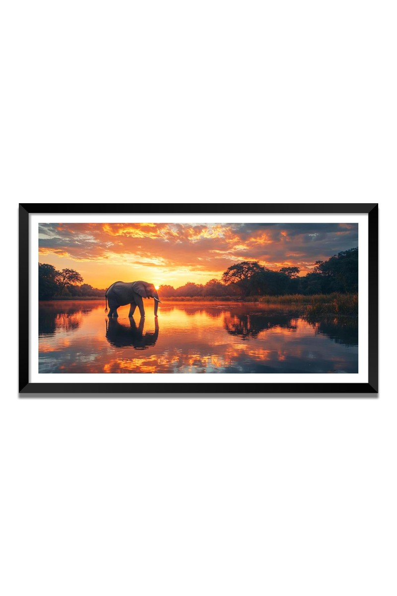 Nature Landscape Floating Frame Scenery Digital Print - (I5792) - 24x48 inch Modern Nature Wall Art for Living Room, Bedroom, Office, Hotels, Drawing Room