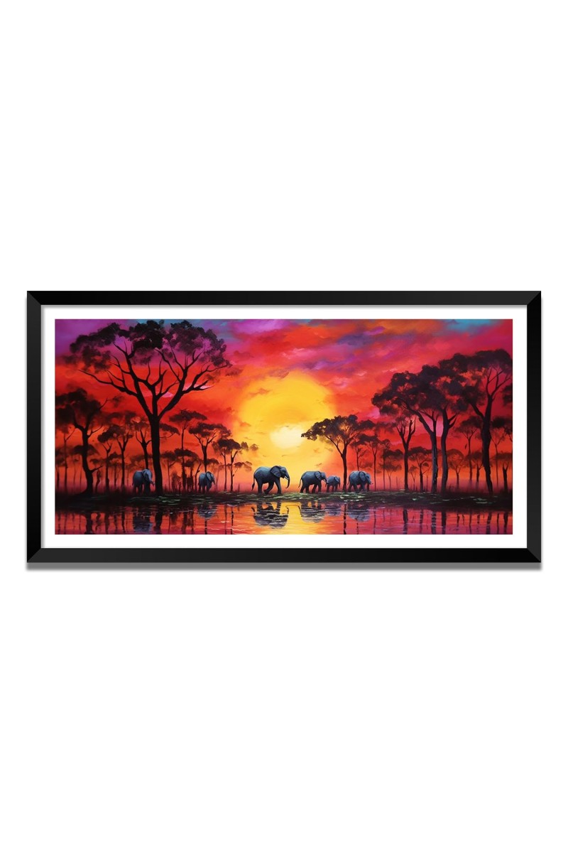 Nature Landscape Floating Frame Scenery Digital Print - (I5624) - 24x36 inch Modern Nature Wall Art for Living Room, Bedroom, Office, Hotels, Drawing Room